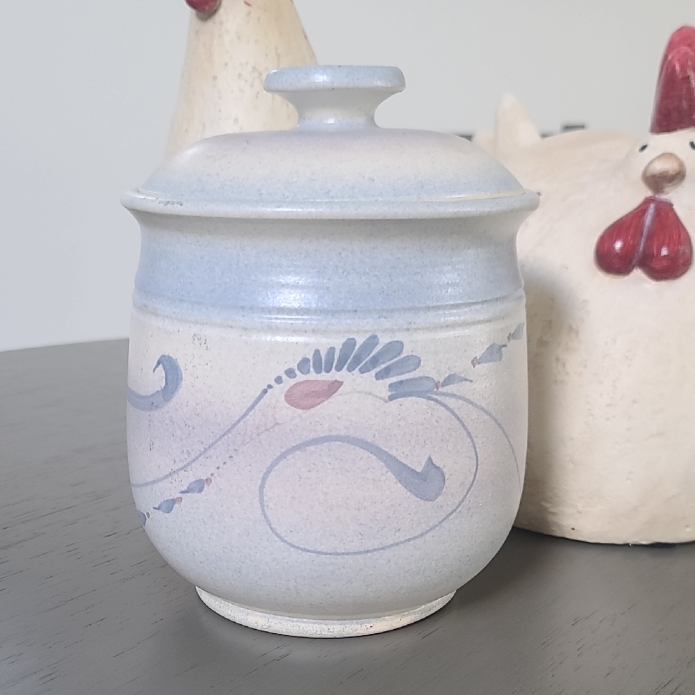 Jack Dwayne Westlin Studio Pottery Elegant Blue and Cream Ceramic Canister